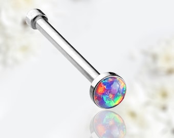 20g Purple Opal Gem Nose Piercing Stud, Simple Style Colorful Opal Decor Dainty Thin Nose Bone Ball End Nose Stud Piercing Jewelry