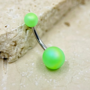 Matte Green Belly Button Ring, Basic Belly Ring, Belly Button Piercing