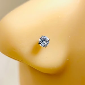 20g L Shape Nose Stud, Simple Style Multiple Size CZ Stud Daily Wear Nose Piercing Jewelry, L Bend Type Nose Piercing Stud