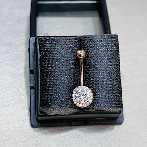 14K Solid Rose Gold Belly Button Ring