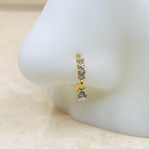 Cute Dangling Stud Nose Hoop, Bendable Nose Hoop, Dangle Gem Nose Piercing Ring, 20g Nose Hoop Ring