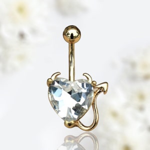 YEUHTLL 3 Colors Devil Heart Navel Belly Button Rings 14G Surgical