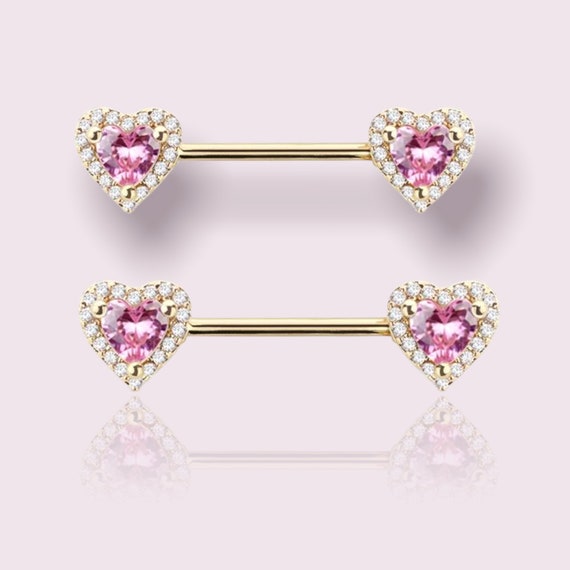 2pcs Women Sexy Jewelry 14G Bright Zircon Nipple Rings Straight Barbell Surgical Steel or Titanium Piercing Bar Beach Accessory - 36