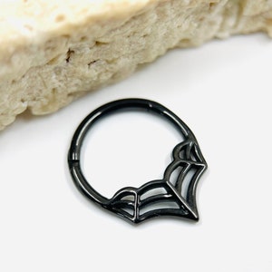 16g Black Spiderweb Septum Clicker Ring, Septum Hoop Ring, Nose Ring, Septum Jewelry, Septum Piercing
