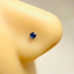 20G Blue Gem L Shape Nose Piercing Stud, Simple Style 20g L Bend Nose Piercing Stud Jewelry Small Nose Ring