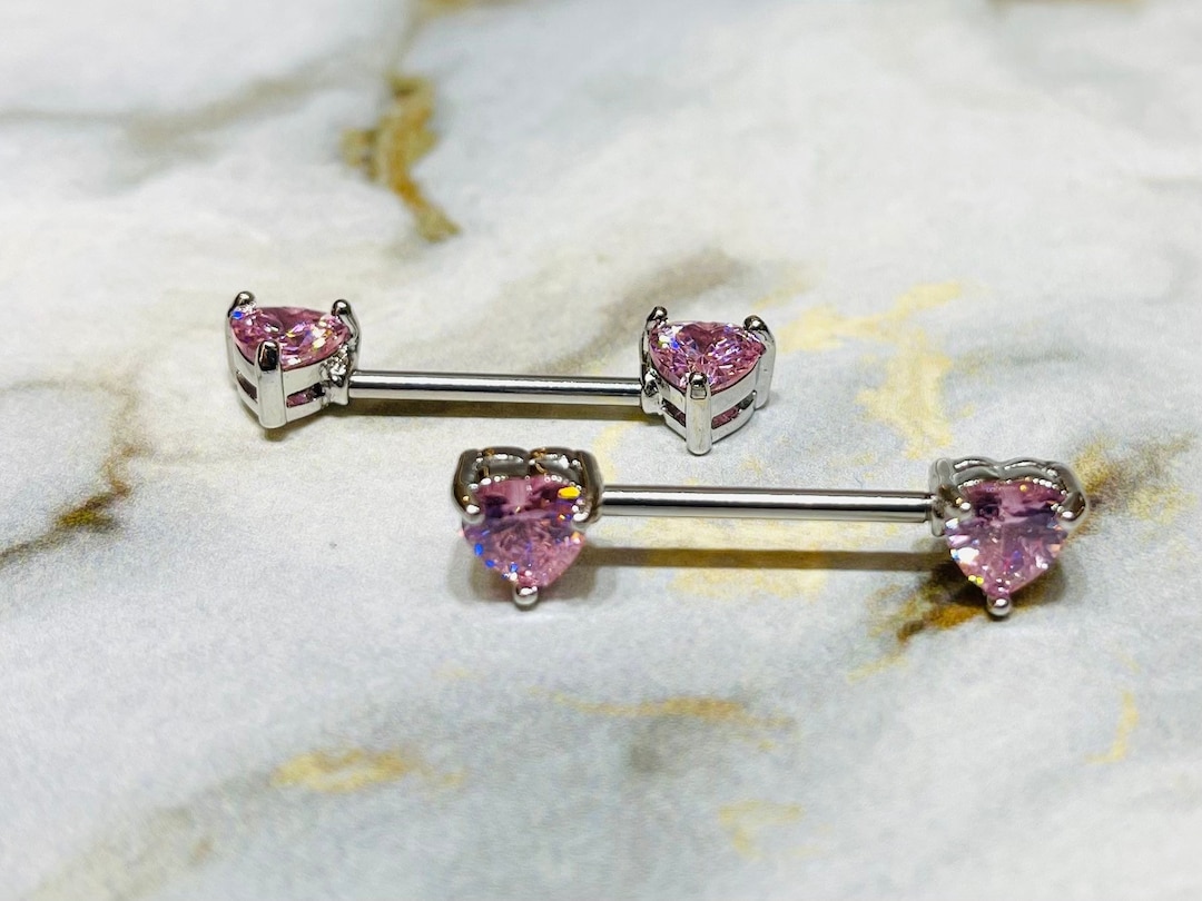 Adramata 8 paar 14G tepelpiercing chirurgisch staal set CZ vlinder piercing set bol hart tongstaaf tepelpiercing lichaamspiercing sieraden voor dames, 14G
