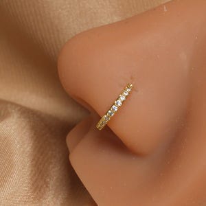 20g Nose Ring, Single Line Gem Bendable Nose Hoop, Cartilage Piercing Hoop, Tragus Hoop, Helix, Nose Piercing, Nose Hoop Ring Body Jewelry