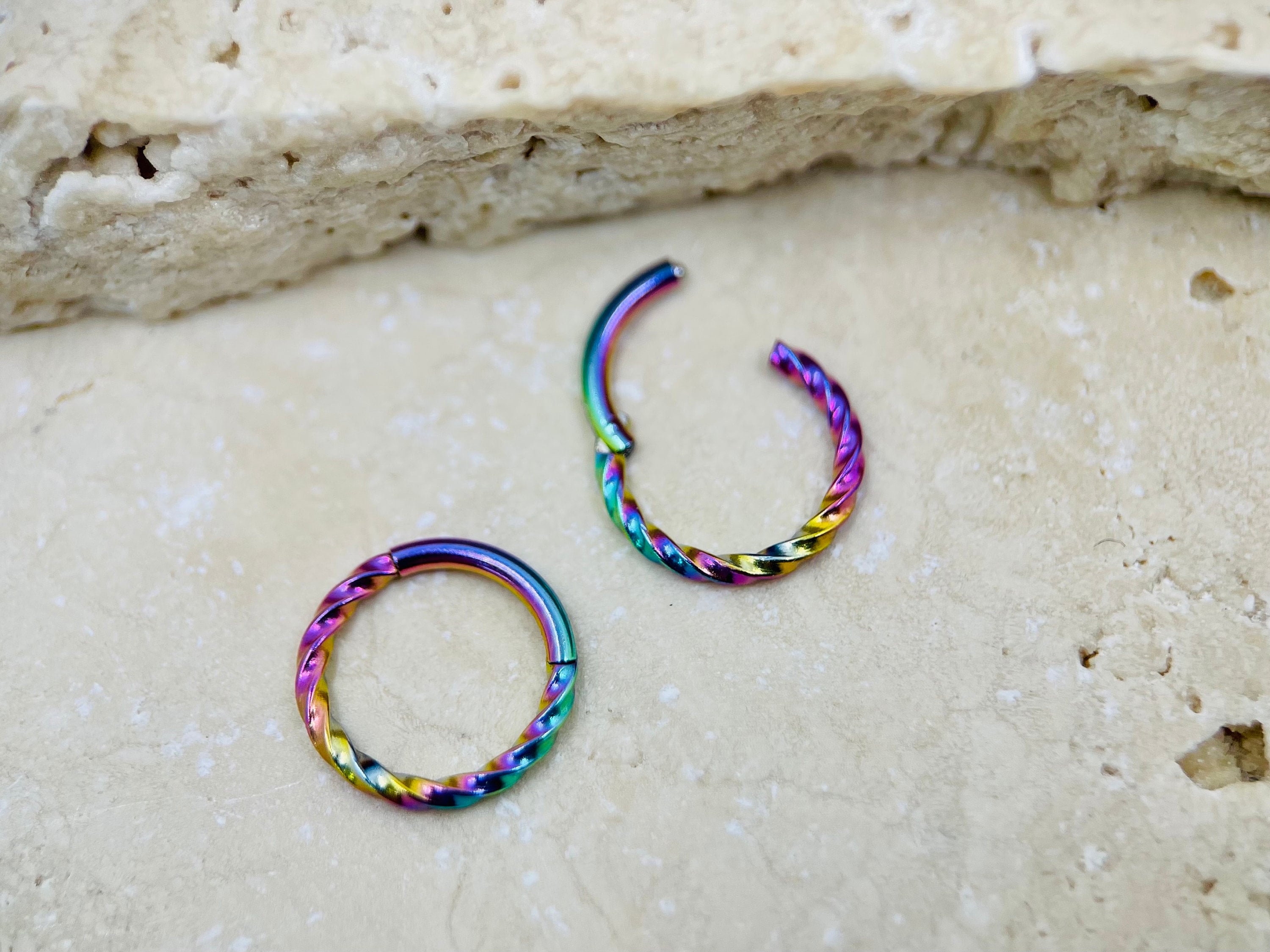 16G Rainbow Septum Ring Multicolor Twisted Decor Multipurpose Septum Nose Cartile Piercing Hoop Clicker Ring Jewelry Etsy UK