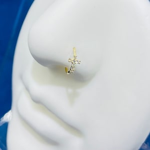 14K Gold Super Dainty and Minimal Cross Bendable Nose Hoop Ring • Nose Piercing • Nose Jewelry • Cartilage Jewelry • Cartilage Ring