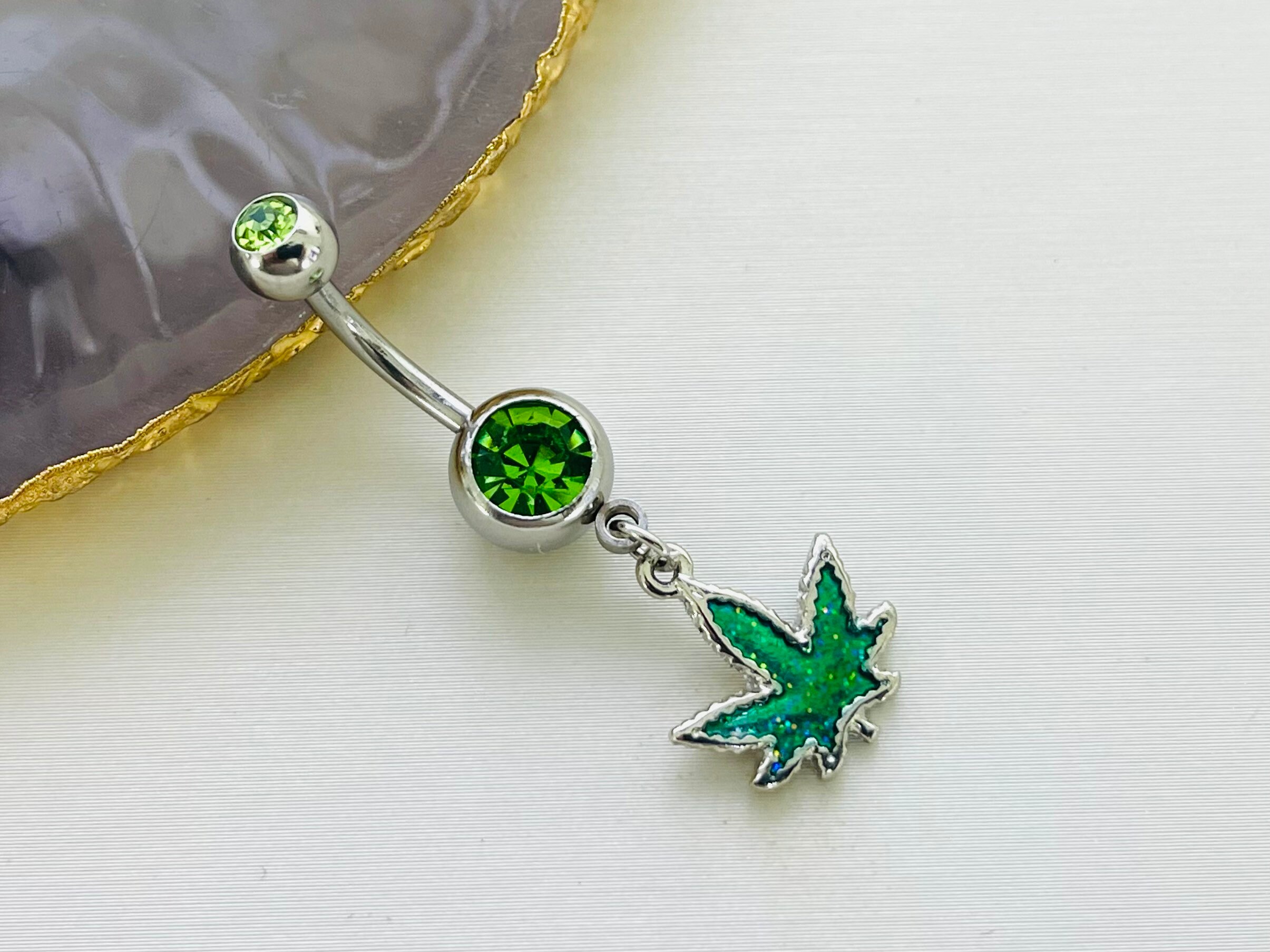 Weed leaf belly bar online