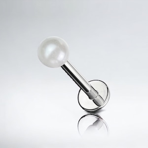 16G weiße Perle Top Flat Back Stud für Labret Monroe Lip Tragus Knorpel Conch Daith Piercing