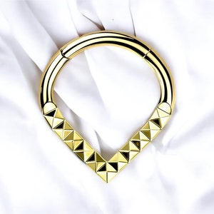 Titanium Gold V Shape Hinged Septum Clicker Nose Ring Septum Jewelry Nose Piercing