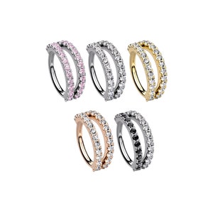 20g Double Line Dainty Nose Hoop Ring Sparkly Diamond Decor Nose Piercing Hoop Cartilage Hoop Multipurpose Ear Piercing Hoop