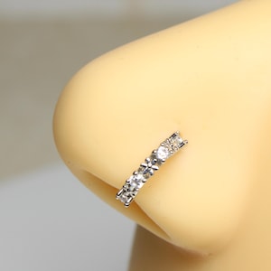 Flower CZ Nose Hoop, Gorgeous Floral Decor Bendable Nose Cartilage Piercing Hoop Ring, 20g Nose Ring