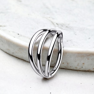 Titanium Triple Hoop Clicker Ring, Eenvoudige Triple Hoop Look Septum Neus Kraakbeen Helix Conch Piercing Hoop Ring, 18g 16g Titanium Ring