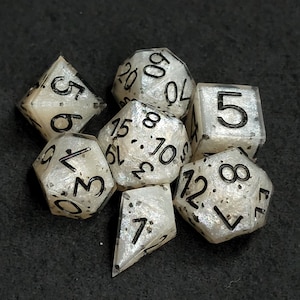 Dalmatian Dice - Silver with Black Dots and Black Font