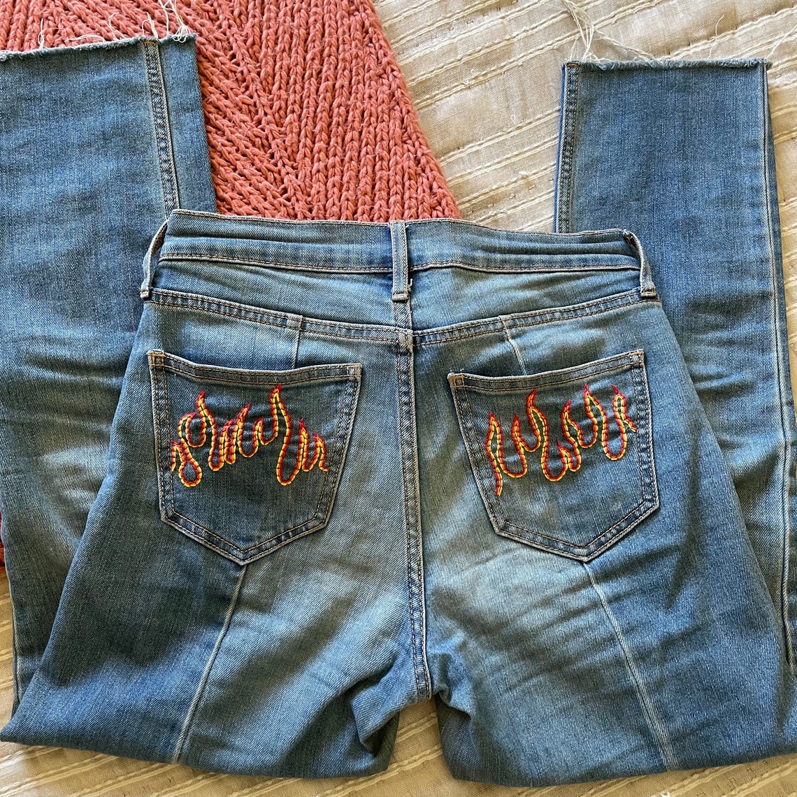red flame jeans