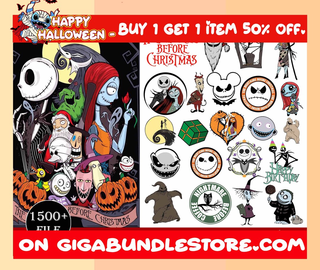 Jack Skellington Characters Halloween Watercolor PNG for - Etsy