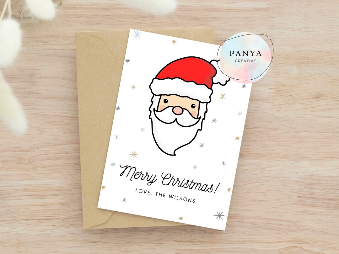 Merry Christmas Santa Card Template Editable & Personalized Instant