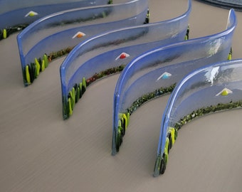 The Swimmer Handmade Glass Wave Sculpture:  (24cm)