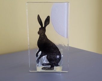 Hare and Moon tealight holder