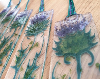 Scottish Thistle Hanging with Tartan Ribbon