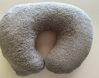 Teddy Bear Gray Sherpa Boppy Pillow Cover W/Zipper Handmade