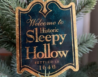 Sleepy Hollow Sign with Gold Leaf
