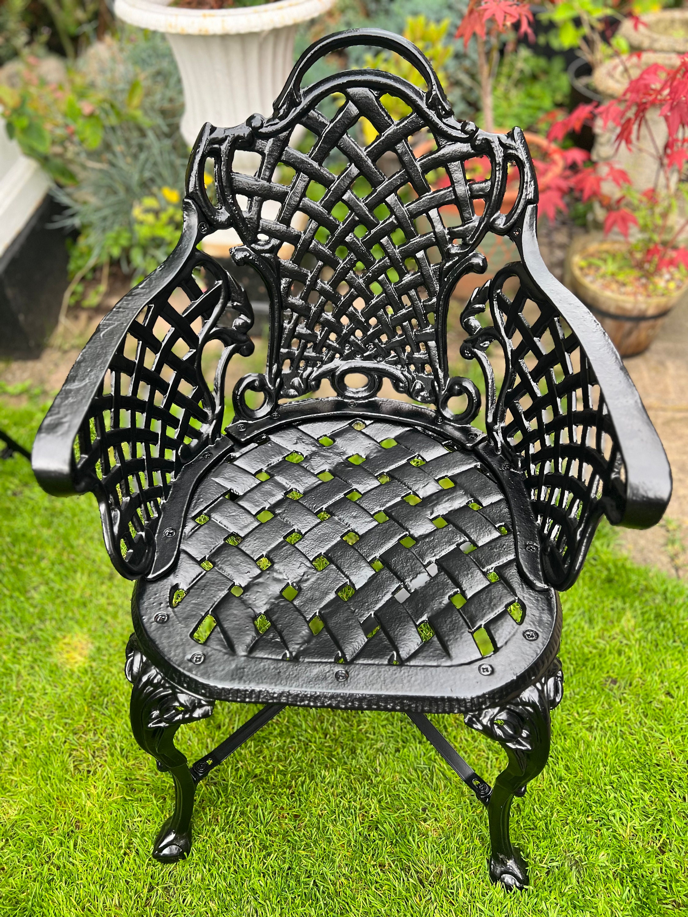 black cast iron garden chairs
