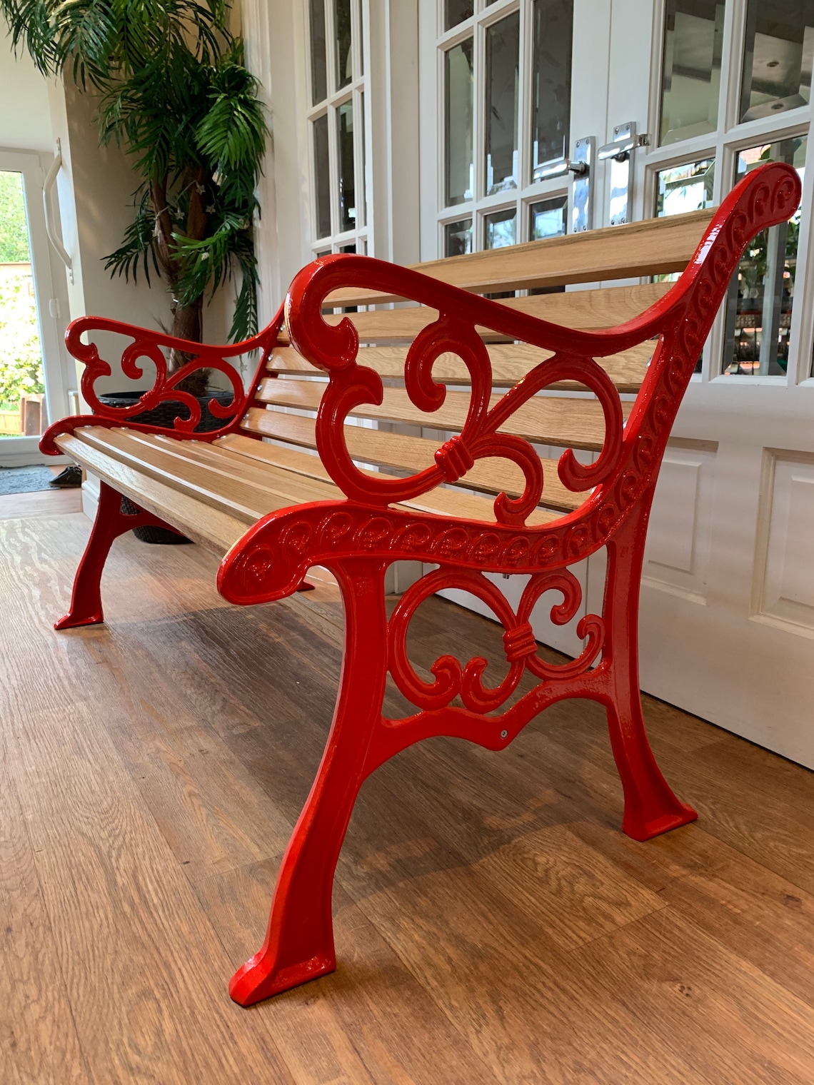 Fully Restored Cast Iron Garden Bench with Oiled Oak Slats Etsy