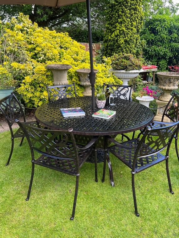 Large 6 Seater Patio Set Garden Furniture With Parasol Etsy UK