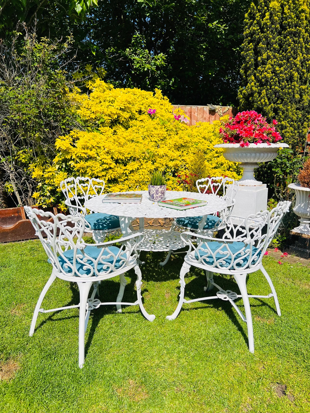 Love Seat Patio Set Garden Furniture Finished in White Etsy