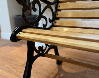 Fully Restored Cast Iron Garden Bench With Oiled Oak Slats UK