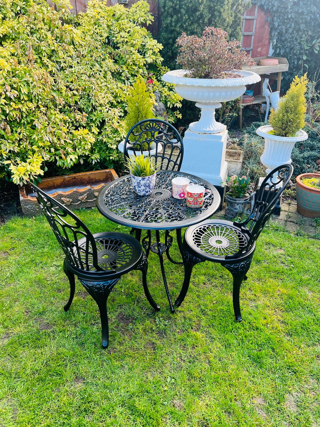 Garden Furniture Patio Set in Black 3 Seater Etsy UK