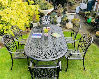 Black 2 Seater Cast Iron Garden Furniture Patio Bistro Set Etsy UK