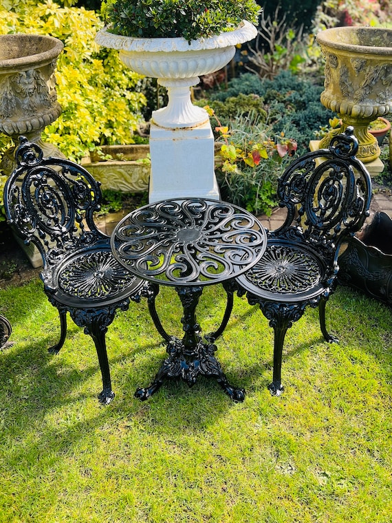 black steel garden chairs
