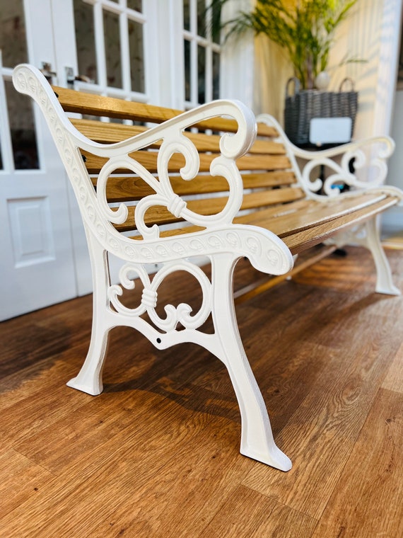 Fully Restored Cast Iron Garden Bench With Oiled Oak Slats Etsy