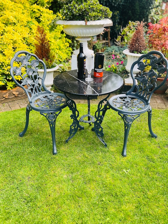 Cast Iron and Marble Garden Furniture Patio Set Etsy