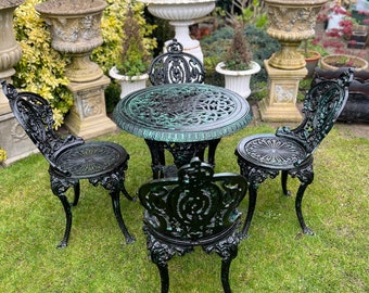 Victorian Crown and Britannia Cast Iron Patio Set Garden Furniture