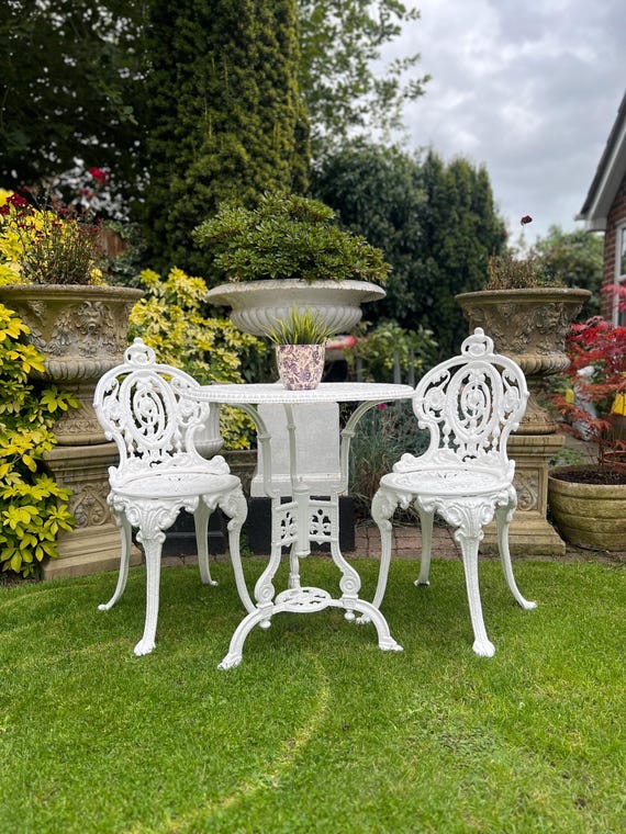 Two Seater Patio Set in White Etsy