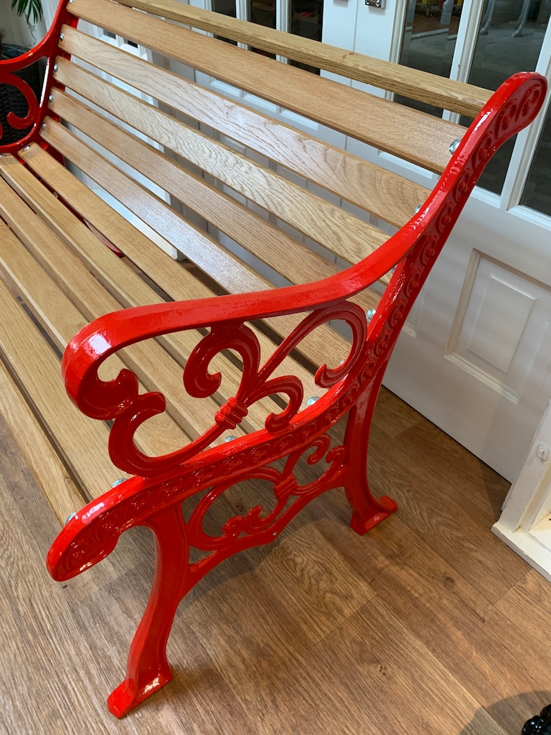 Fully Restored Cast Iron Garden Bench With Oiled Oak Slats Etsy UK