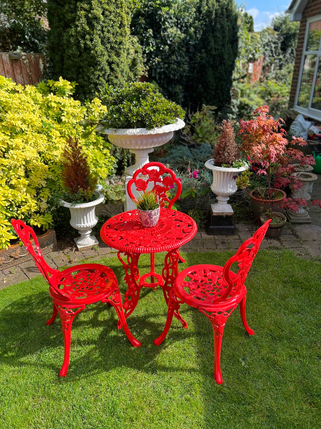 Red patio set discount