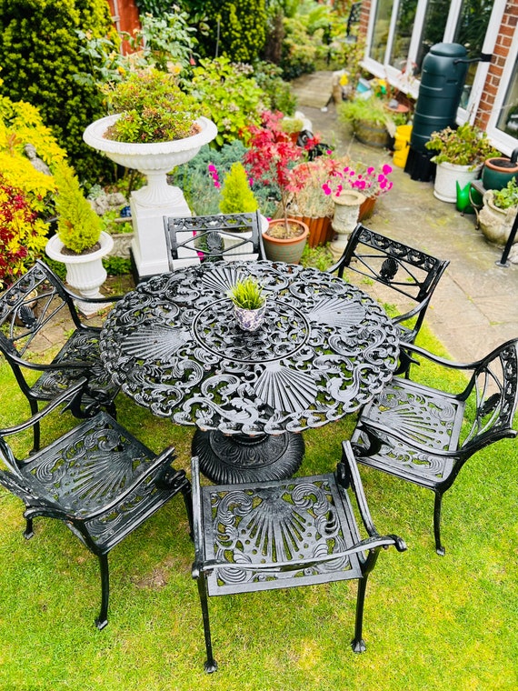 wrought iron 7 piece patio set