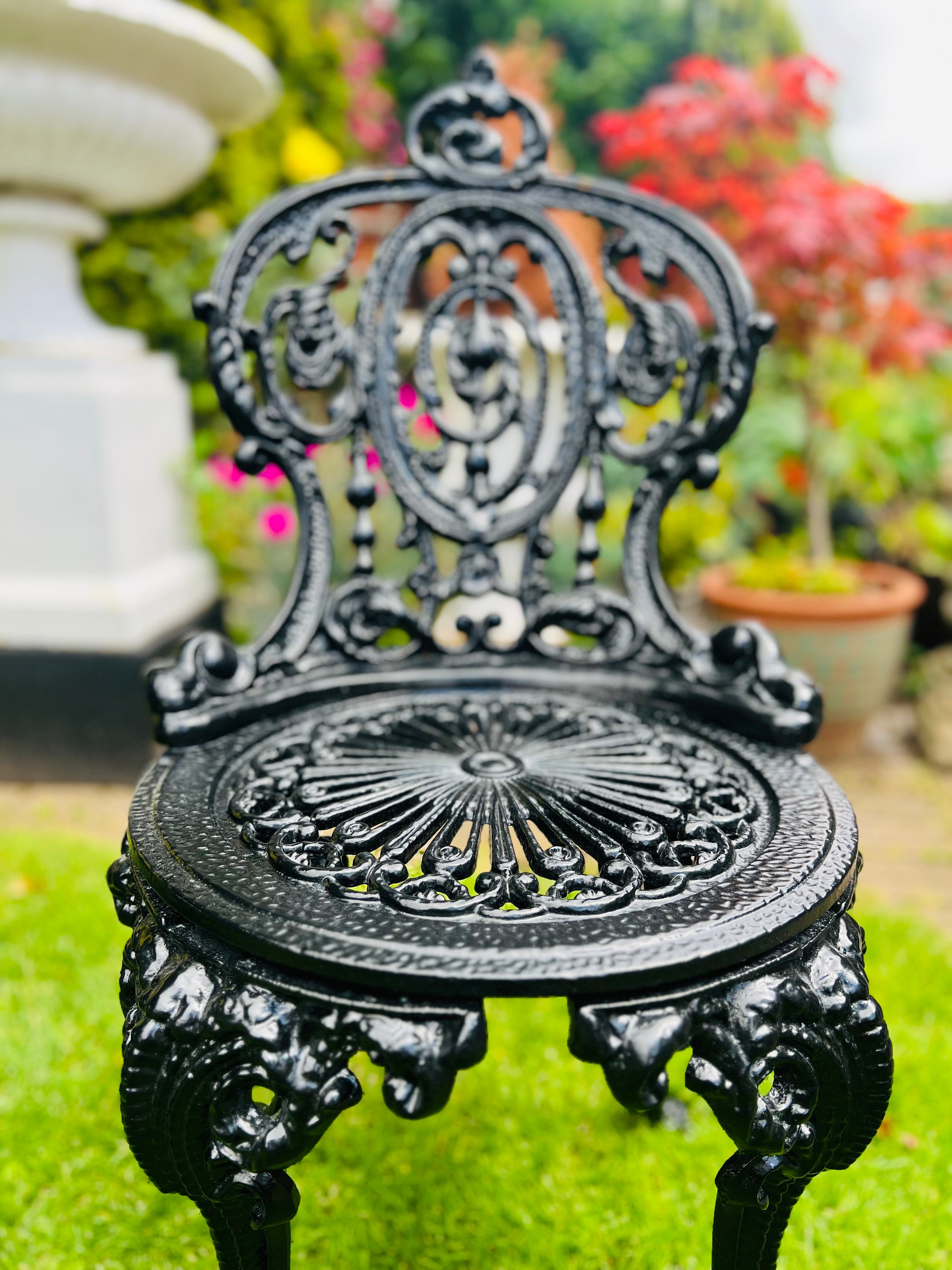 black cast iron garden chairs