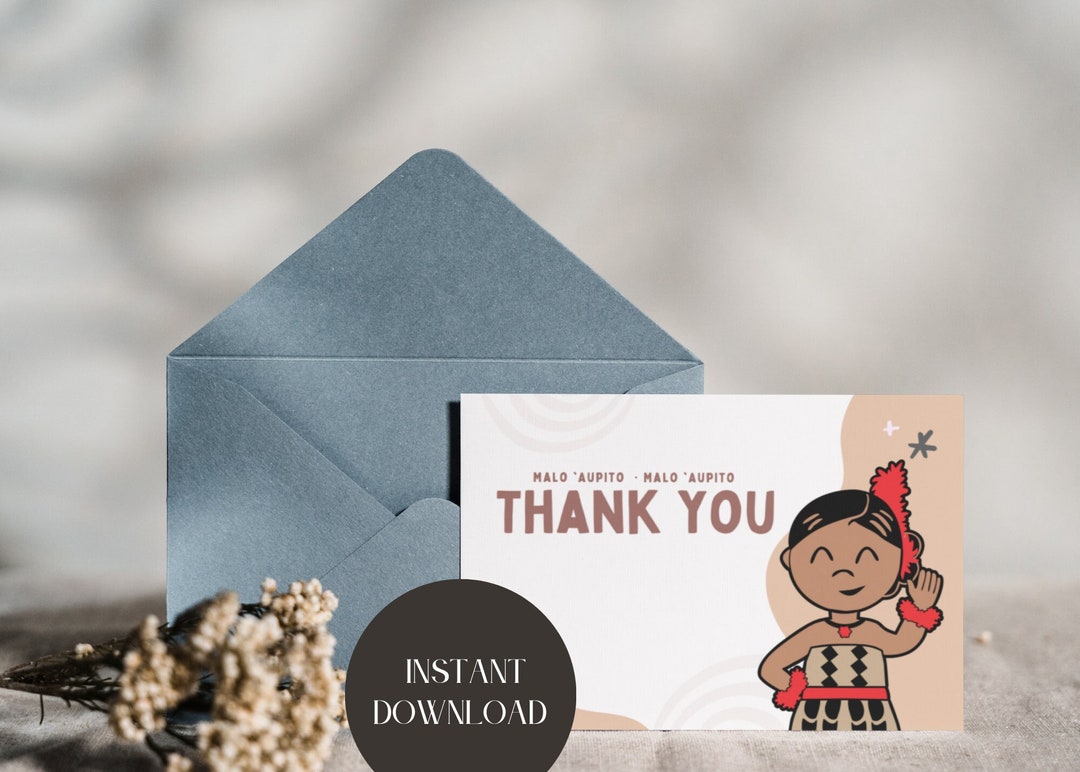 Tongan Malo 'aupito thank You Printable Design PDF Etsy