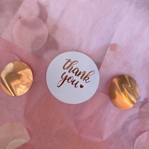 Thank You Sticker, rund, ca. 4cm, rosegold