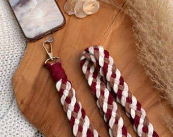Macrame phone necklace with 4 choice of colors | long phone crossbody chain | crossbody phone strap | personalized phone cord