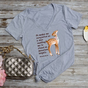 Salmo 18:33 SVG / Impresión de ciervo / Acuarela / Calcomanía artística / Camiseta, taza, lienzo SVG