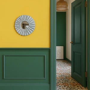 Handmade Pleated Ceramic Mirror – Sculptural Wavy Frame for Wall Decor or Bathroom
