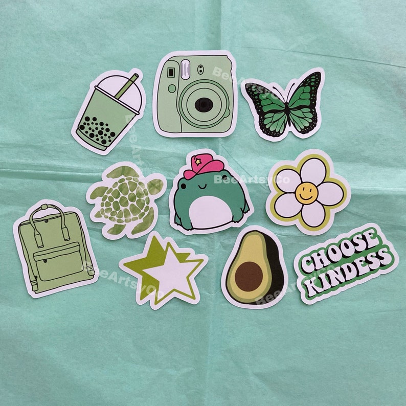 Green Stickers Aesthetic Stickers Frog Stickers Journal Etsy